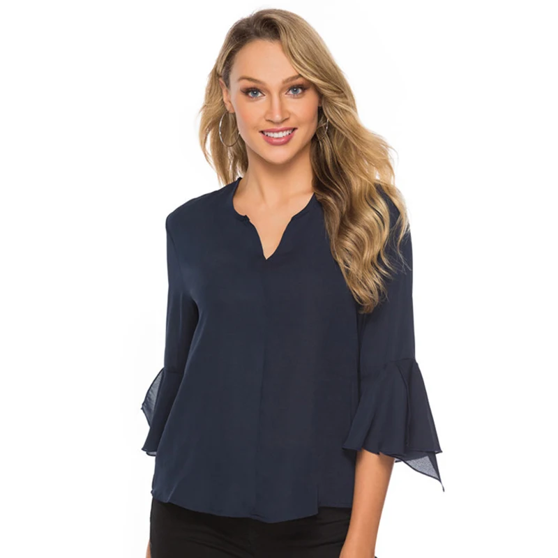 Женские рубашки 2020 шифоновая блузка размера плюс Топы три четверти рубашка
