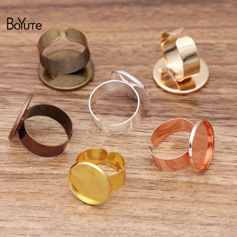 

BoYuTe (40 Pieces/Lot) Fit 16-18-20MM Cabochon Stone Adjustable Ring Base Blank Tray Ring Settings Diy Ring Accessories