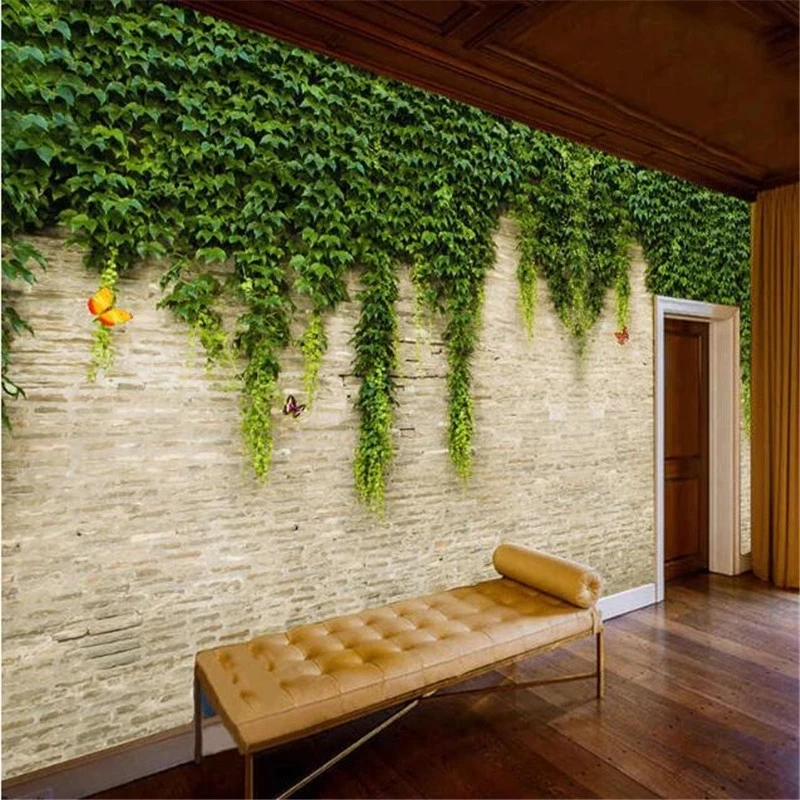 Custom large 3D murals vine wall green ivy background walls living room bedroom Self Adhesive wallpapers decorative painting |
