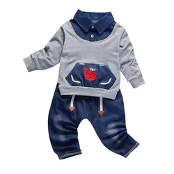 Детская одежда Одежда для мальчиков, одежда для новорожденного, топы с длинными рукавами для маленьких мальчиков и девочек, рубашка + штаны