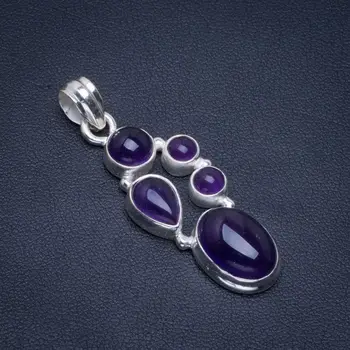 

Natural Amethyst Handmade Unique 925 Sterling Silver Pendant 1.75" B3071