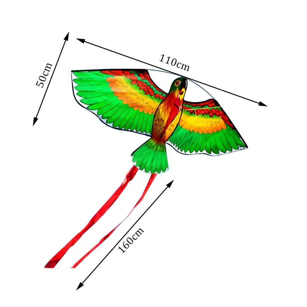 Outdoor Parrot Bird Flying Toys 1.1m Cartoon Parrot Kite with Plastic Handle Single Line Outdoor Children Flying Bird Kites Toys
