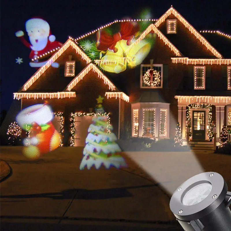 Светодиодный светильник для рождественского проектора s, наружный светильник, динамический эффект, для сада, движущийся Рождественский сценический светильник, водонепроницаемый ландшафтный светильник