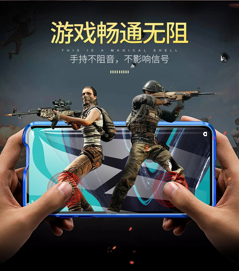 Для oppo Reno 2 Магнитный чехол oppo reno2 360 Передний+ задний двухсторонний чехол из закаленного стекла для oppo Reno 2 металлический бампер чехол