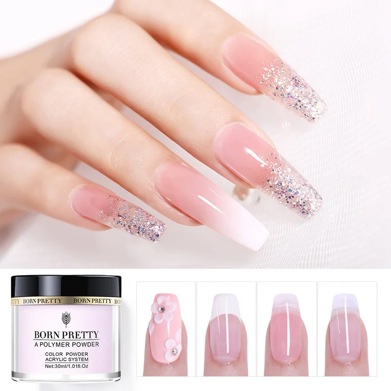 

BORN PRETTY 30ml Pink White Clear Acrylic Powder Liquid Tip Extension French Nail Polymer Powder Nail Art Manicure