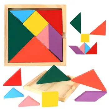

Free shipping wood Puzzles Tangram 4pcs Model Building Kits jigsaw puzzle Kids educational wooden toys children's mini puzzles
