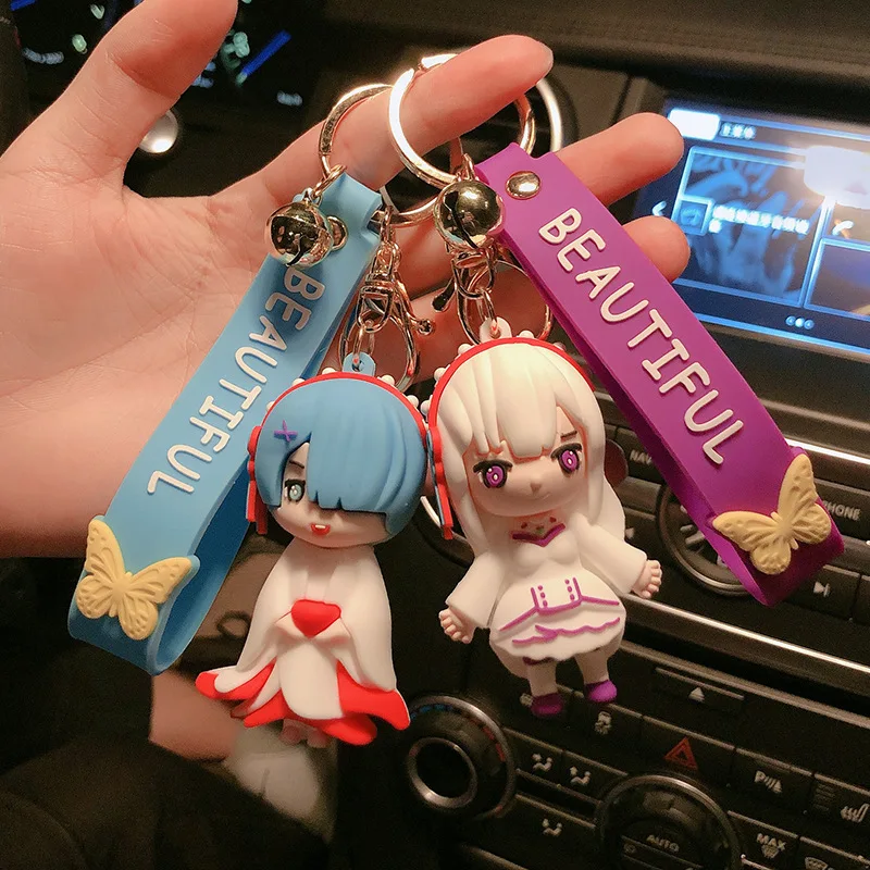 

Kawaii Gril Anime Life In A Different World From Zero PVC Keychain Figure Car Pendant Keyring Gift