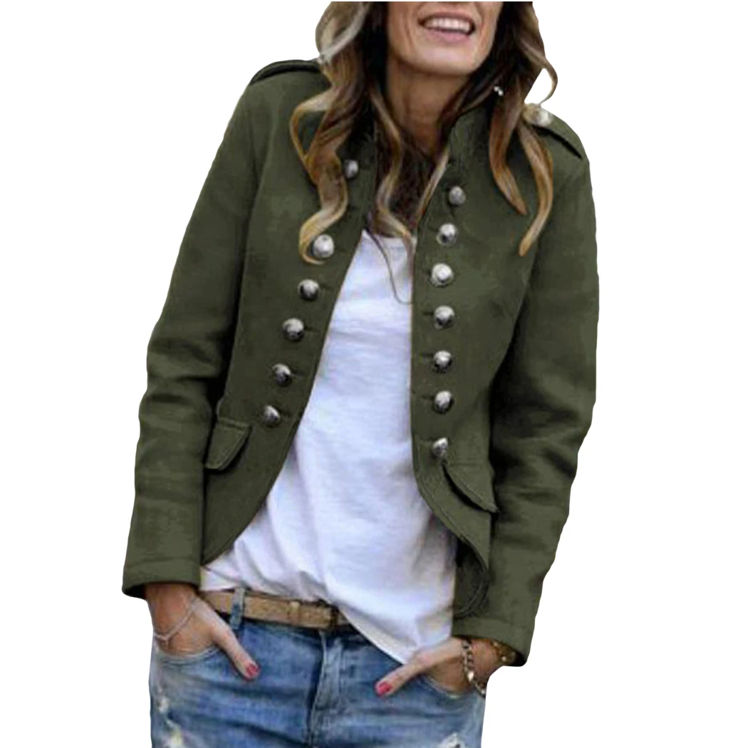 Army Green Модный однобортный Блейзер, ветрозащитные куртки, зима-осень, женская уличная одежда, Офисная Женская верхняя одежда с длинным рукавом, пальто для женщин - Цвет: Army Green