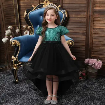 

2020 Christmas Baptism Princess Dress Sequins Tailing 1 Year Birthday Dress Kids Dresses For Girls Children Halloween Vestidos