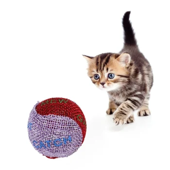 

1Pc Pet Cat Printed Cotton Linen Ball Toy For Cats Play Chewing Rattle Scratch Interactive cat Toys Color Random For Gatos New