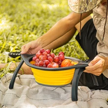 Складная Силиконовая корзина для мытья фруктов и овощей, ситечко, миска с опорной рамой, складной кухонный дуршлаг, сушилка