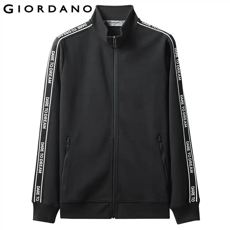 Giordano мужской свитшот бомбер на молнии из двухсторонней ткани с печатной надписью dare you dream на плечах,выполнен в двух цветовых решениях