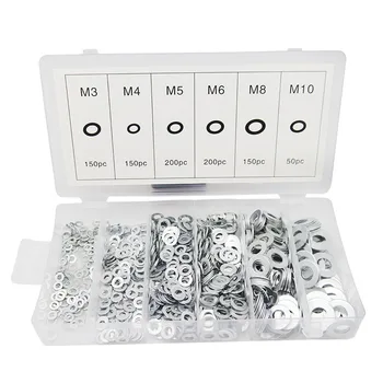 

900Pcs Stainless Steel Ring Gasket Flat Washers Assortment M3,M4,M5,M6,M8,M10 Ring Set Washer M6 ZK186