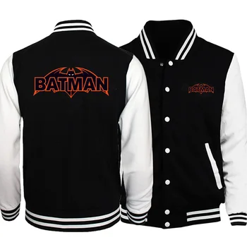 

men harajuku batman fashion print baseball jackets plus fleece man sweatshirts 2019 autumn winter White Hoodie man jacket tops