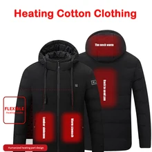 

Men Heated Jackets Winter Warm Heating Cotton Clothing USB Heating Padded Jackets Smart Thermostat Hooded Heated Clothing veste