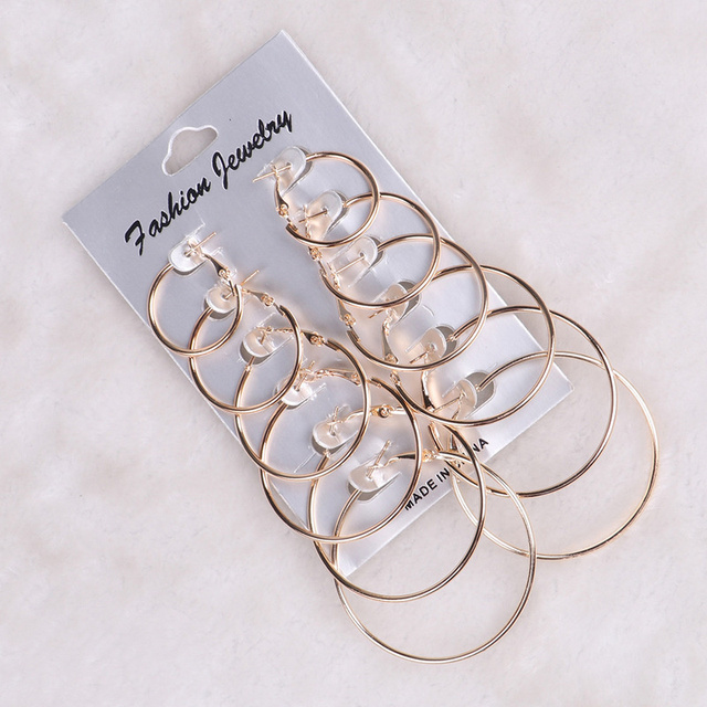 Pairs Hoop Earrings Set Big Circle Earring Fashion Jewelry for Women Girls Steampunk Ear Clip korean Earrings 2020