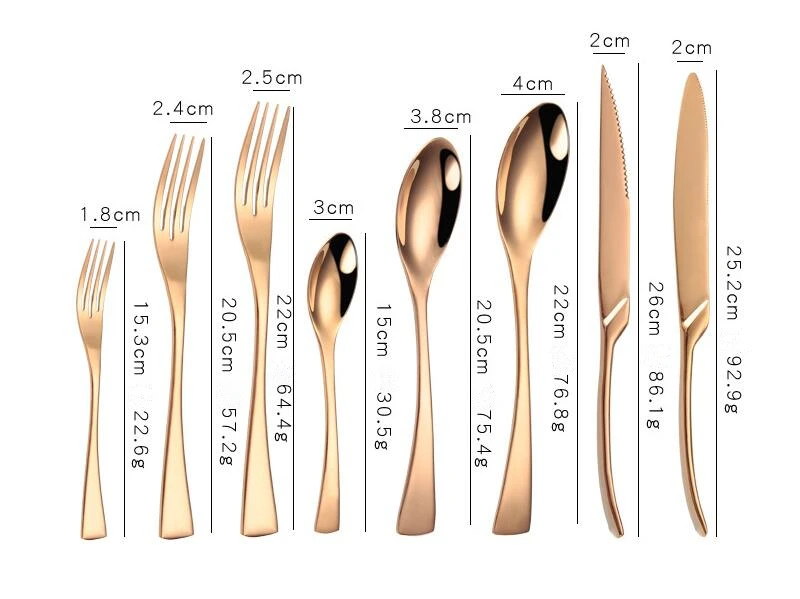 Розовое золото из нержавеющей стали столовая вилка медный нож, ложки Десертные Вилки столовые приборы набор посуды для вечерние свадебные