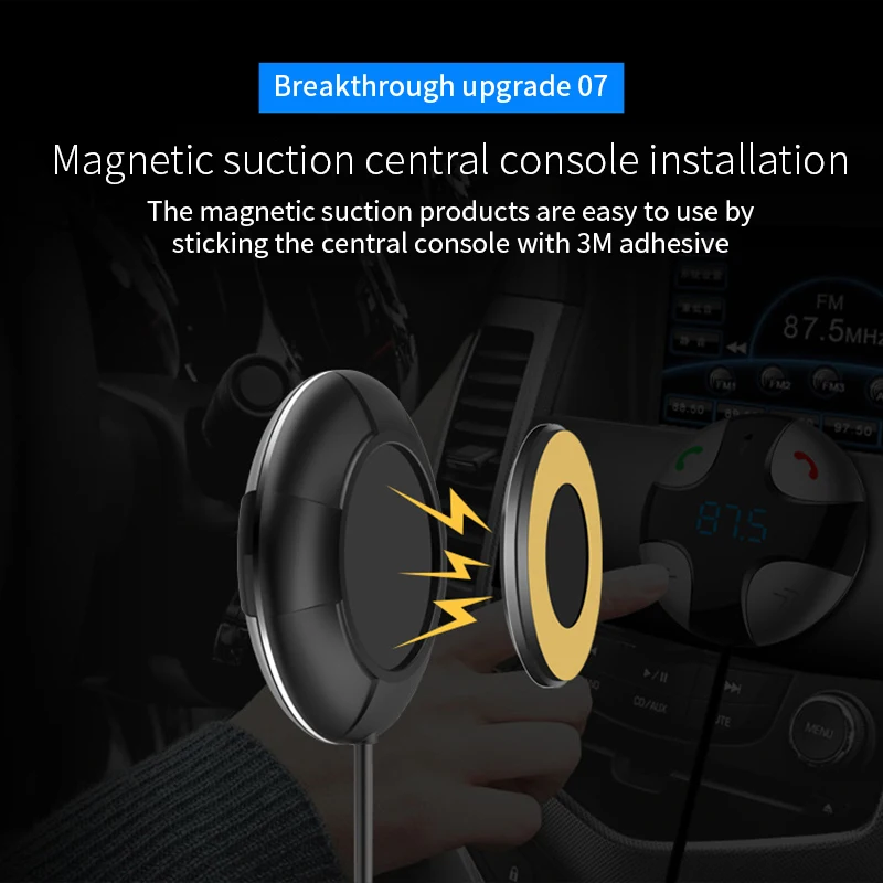 AOZBZ fm-передатчик AUX беспроводной радио адаптер Bluetooth приемник Магнитный MP3 плеер и микрофон USB быстрое автомобильное зарядное устройство