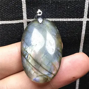 

Natural Yellow Blue Labradorite Necklace Pendant Jewelry For Woman Man Oval Crystal Silver 36x23x7mm Moonstone Beads Stone AAAAA