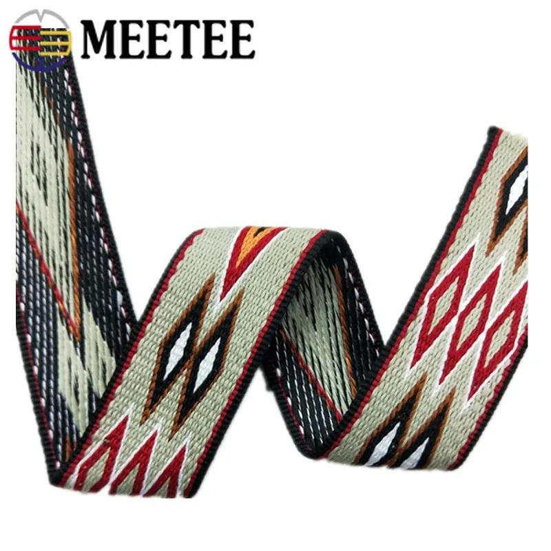 2Yard Meetee 38/50cm 2mm Thick Jacquard Ribbon Nylon Webbing for Bag Strap Belt Tape DIY Clothes Bias Binding Sewing Accessories