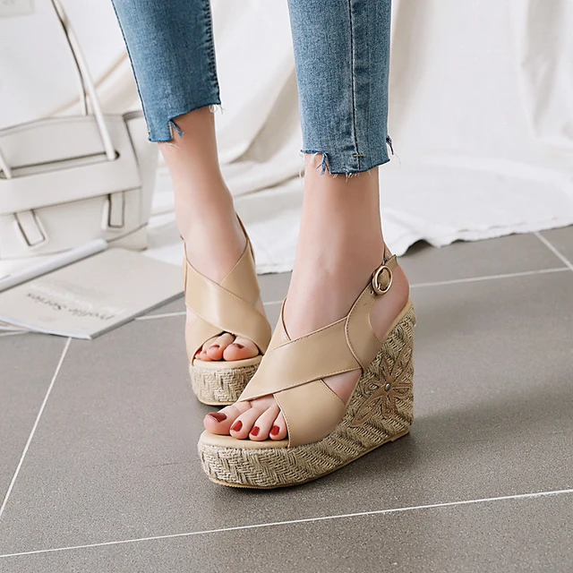 Vodvob Women's Bohemian Platform Sandals - 2.87" Wedge, Open Toe Espadrille Slides For Summer | Casual & Dressy