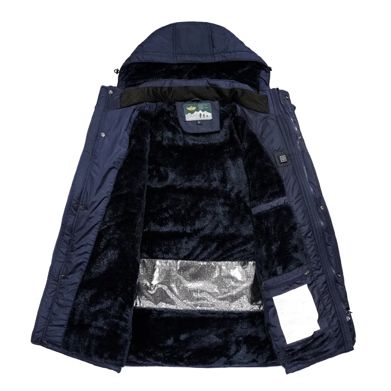 Cotton-padded Clothes Men's Winter Outdoor Mid-length Only USB Charging Fever Jacket Cotton-padded Jacket Heating Cloth