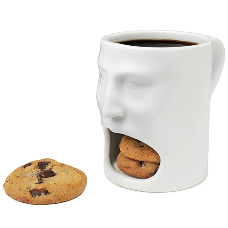 

ABUI-Coffee Mug with Biscuit Cookie Dessert Pocket Funny Mug Ceramic Mugs for Coffee Tea Cup Travel Coffee Cup