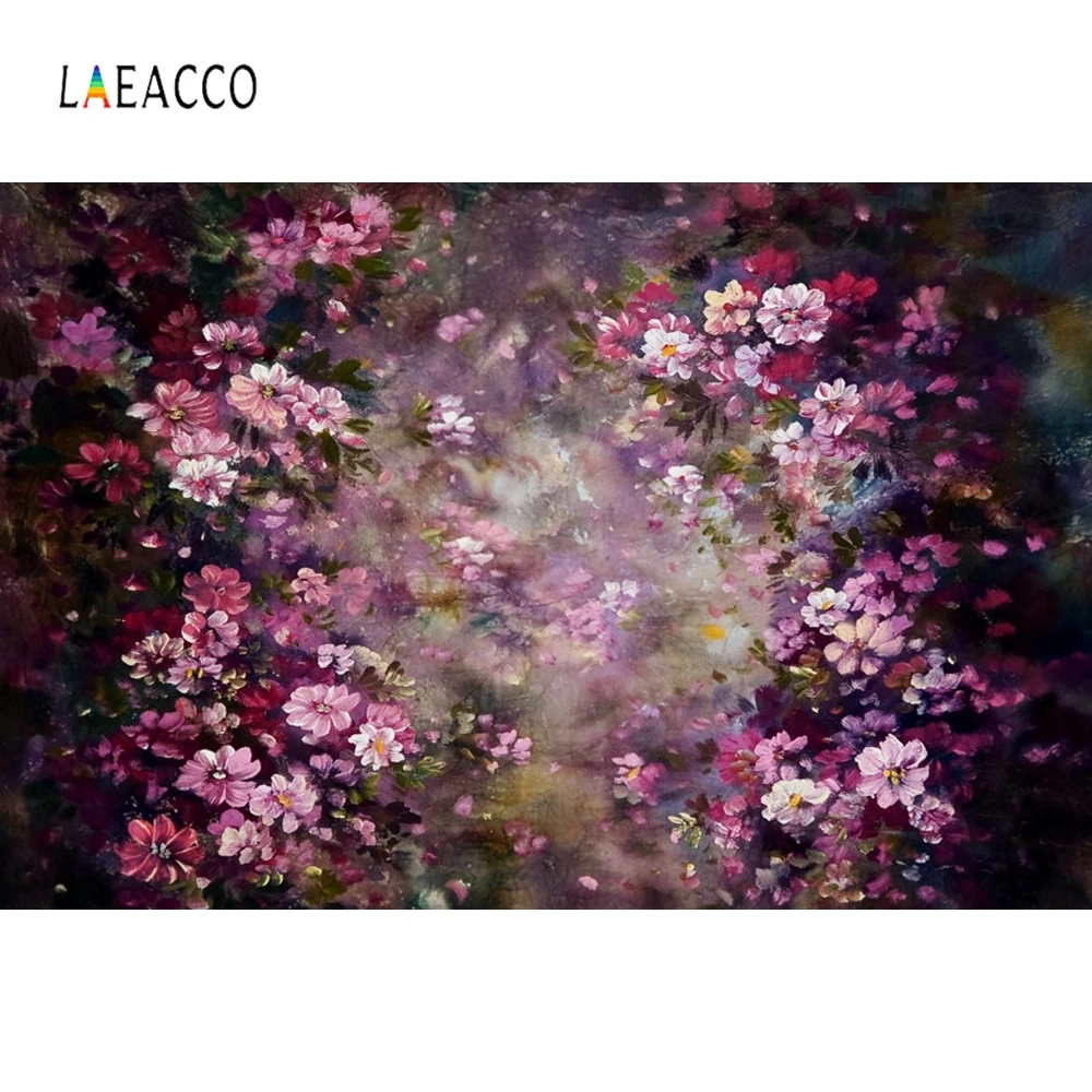 Laeacco Flower Photography Backdrops Spring Wedding Painting Backgrounds Photo Studio Newborn Baby Shower Photophone Photocall |