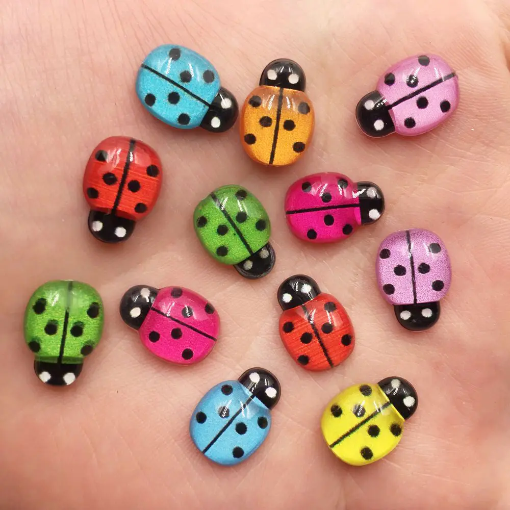 

New 120pcs Mix Resin Cute Colorful Beetle Flat Back Rhinestone Appliques DIY Wedding Scrapbook Craft F605*2
