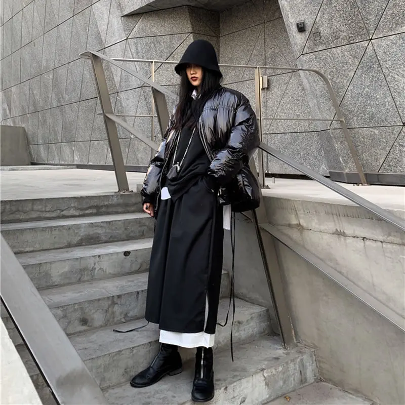 XITAO Harajuku, зимнее женское пальто на шнурке, плюс размер, свободная короткая парка, сохраняющая тепло, трендовая Женская одежда, уличная одежда, топы DMY2320