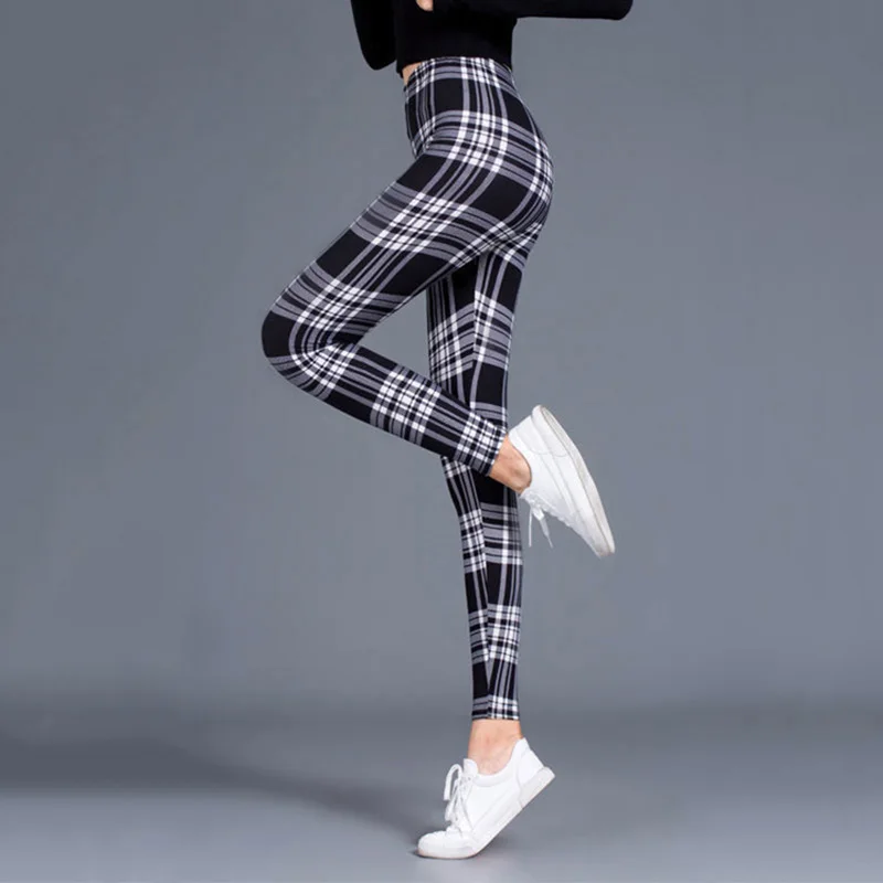 YGYEEG Workout Jogging For Women Leggings Push Up Trousers Plaid Printed Fashion High Waist Pants Athleisure Fitness New Bottom leggins