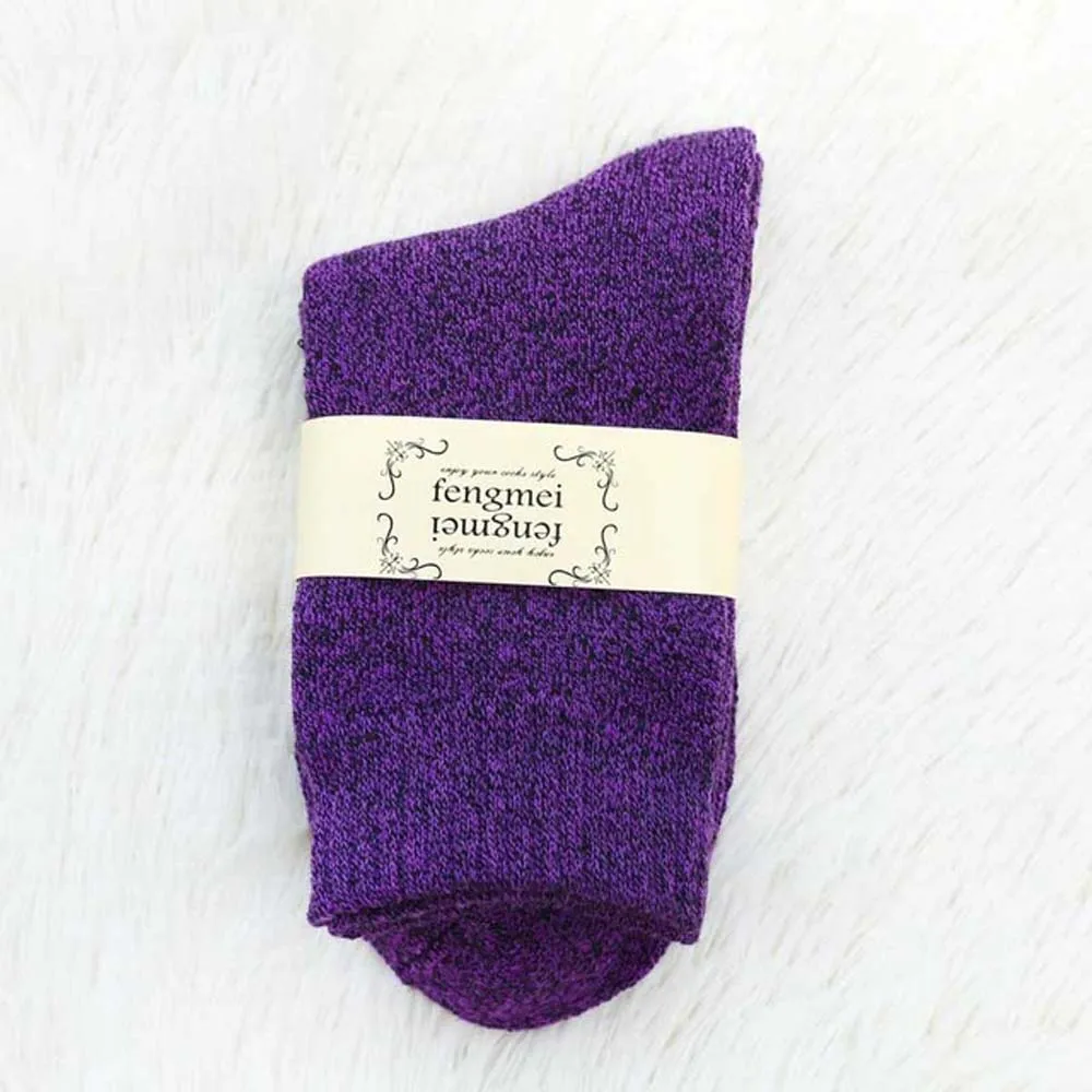 purple Зимние теплые женские плотные теплые шерстяные кашемировые бесшовные махровые зимние носки для мужчин; calcetines mujer - Цвет: purple