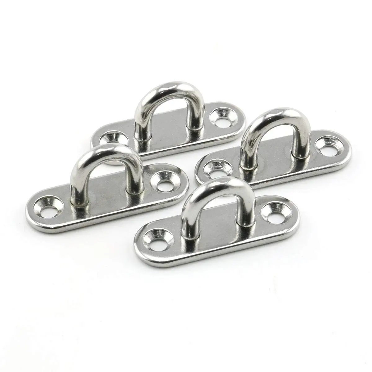 4pcs M5 Oblong Pad Eye Plates Ceiling Wall Mount U Hook Anchor Hanger Stainless Steel Staple Ring Hook Boat Yacht Shade Sail Ti