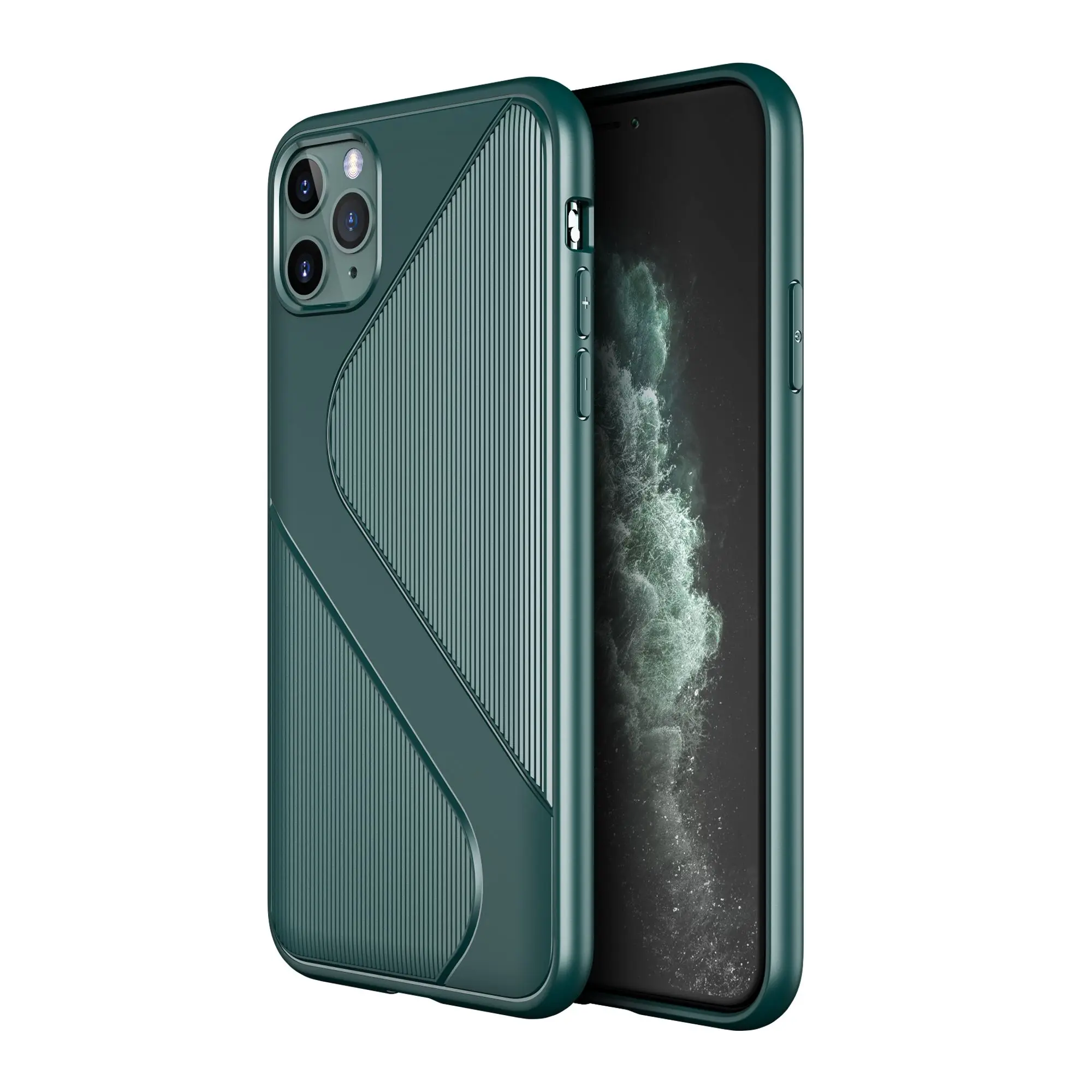 Green Для iPhone 6, 6s, 7, 8 Plus, силиконовый чехол в полоску с геометрическим узором, чехол для iPhone X, Xs, 11 Pro Max, Xr, Мягкий ТПУ, защита от падения - Цвет: Green