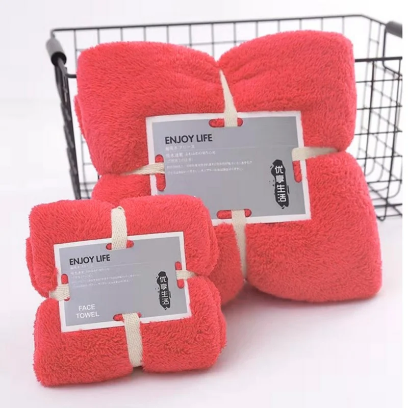Супер мягкое Впитывающее микрофибра коралловый бархат большое полотенце домашнее полотенце банное полотенце розовое для ванной гостиной - Color: R