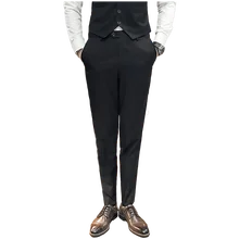 Мужские костюмы брюки мужские тонкие деловые повседневные маленькие брюки прямые брюки мужские модные однотонные Большие размеры костюм брюки