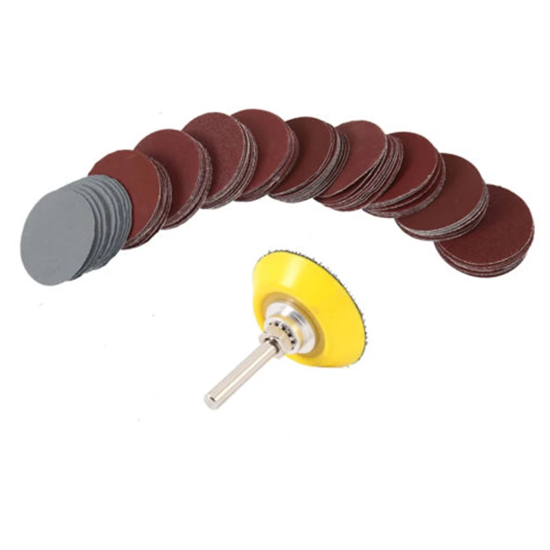 100Pcs 2\'\' 50mm Mixed Sander Sanding Discs 80-3000 Grit Pads Hook Loop Sandpaper Sand Disc Mixed Sanding Polishing