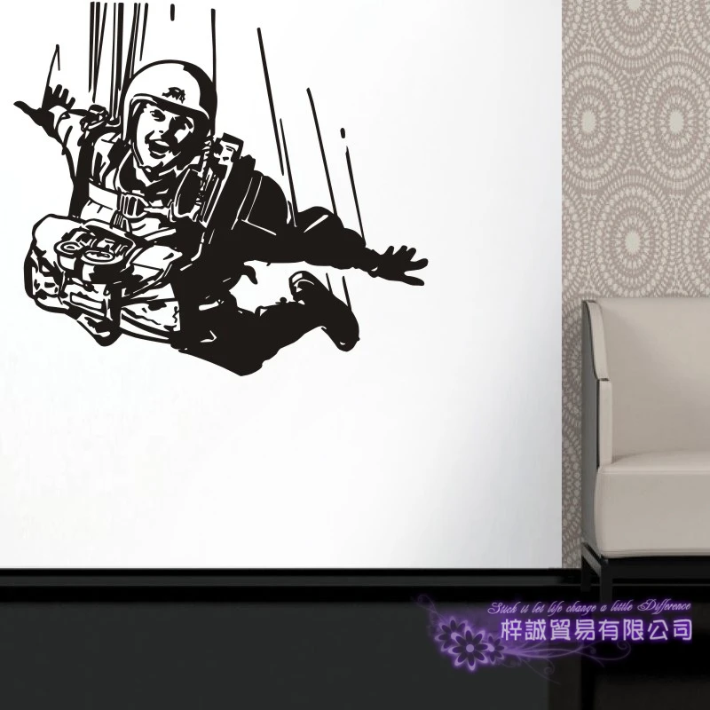 DCTAL Skydive Sticker Parachute Car Decal Extreme Sports Posters Vinyl Wall Decals Parede Decor Mural Air Flight Sticker