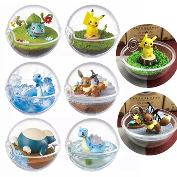 

Takara Tomy Pokemon 6pcs/set Bulbasaur Pikachu Eevee Dragonair Doll Eggs Desk Ornament