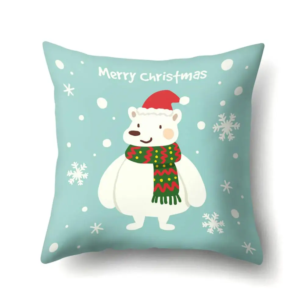 1 шт снеговик шаблон чехол для подушки из полиэстера 45*45 декоративная подушка Рождество год диван кровать наволочка для домашнего декора 40543 - Цвет: 2BZ-40543-455