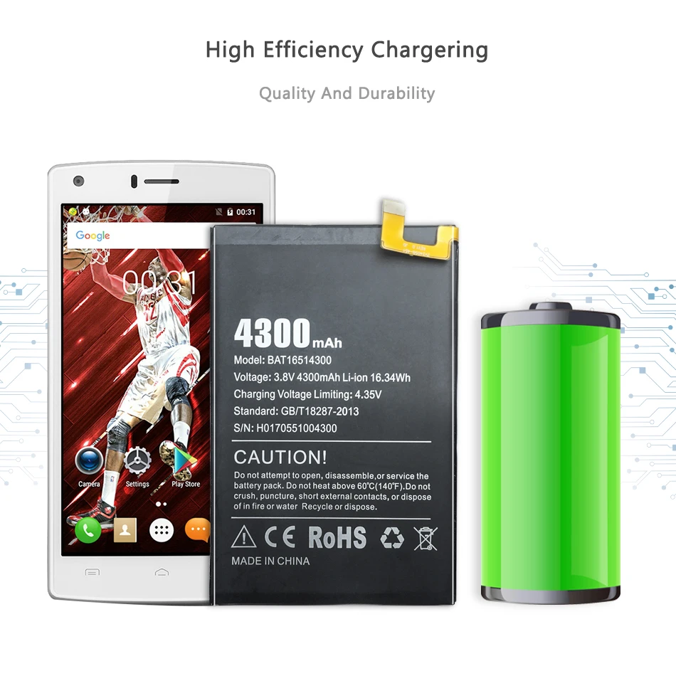 Аккумулятор мобильного телефона Для Doogee Y6 Max Y6Max сменный аккумулятор 4300mAh BAT16514300
