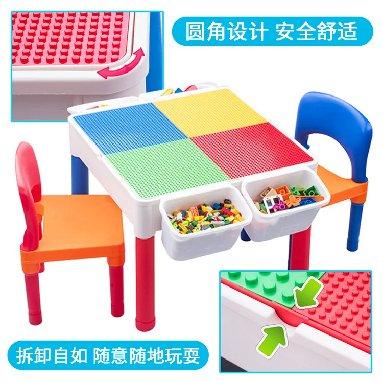 

Children Multi-functional Educational Study Table Game Table Toy Taiwan Large Particles Assembled Building Blocks Tables And Cha