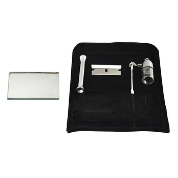 

Tobacco Bag With Tool Kit Accessories Small Size Suede Kit Snuff Kit Sniffer Snorter Tube Powder Dispenser With Mirror