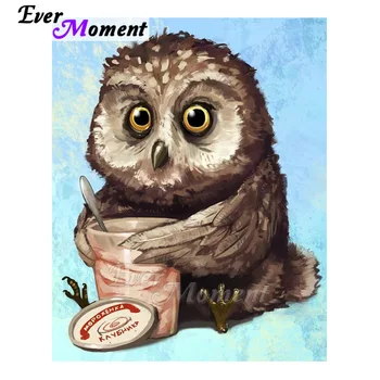 

Ever Moment Modern Fashion Handmade Accessories Diamond Painting Cute Owl Eating Ice Cream New Arrivals Wall Canvas Art 5L406
