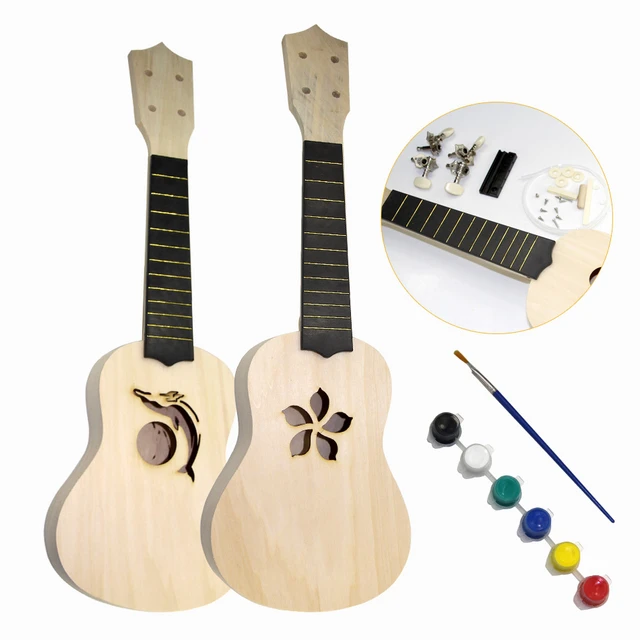 21 Inch Ukulele Diy Kit Hawaii Guitar Handwork Support Painting Children  Toy Assembly For Amateur Kids (21 Inches)