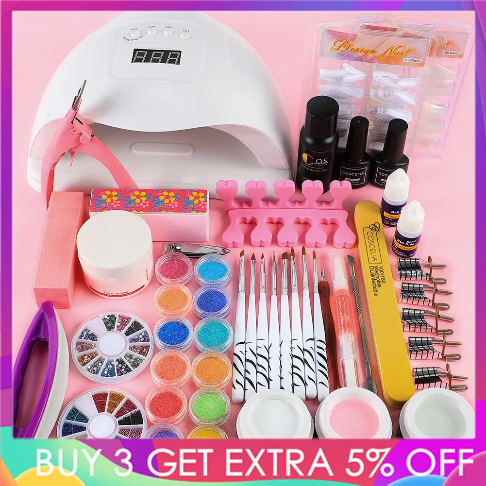 

COSCELIA Pro Acrylic Nail Kit Manicure Pedicure Tools Set Nail Set UV Gel Nail Art Tools Acrylic Powder Manicure Tools Set Kits