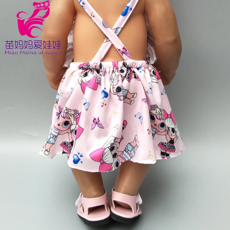 17 inch Baby new born Doll pink dress with bow for 18 inch girl doll sequin dress children gifts