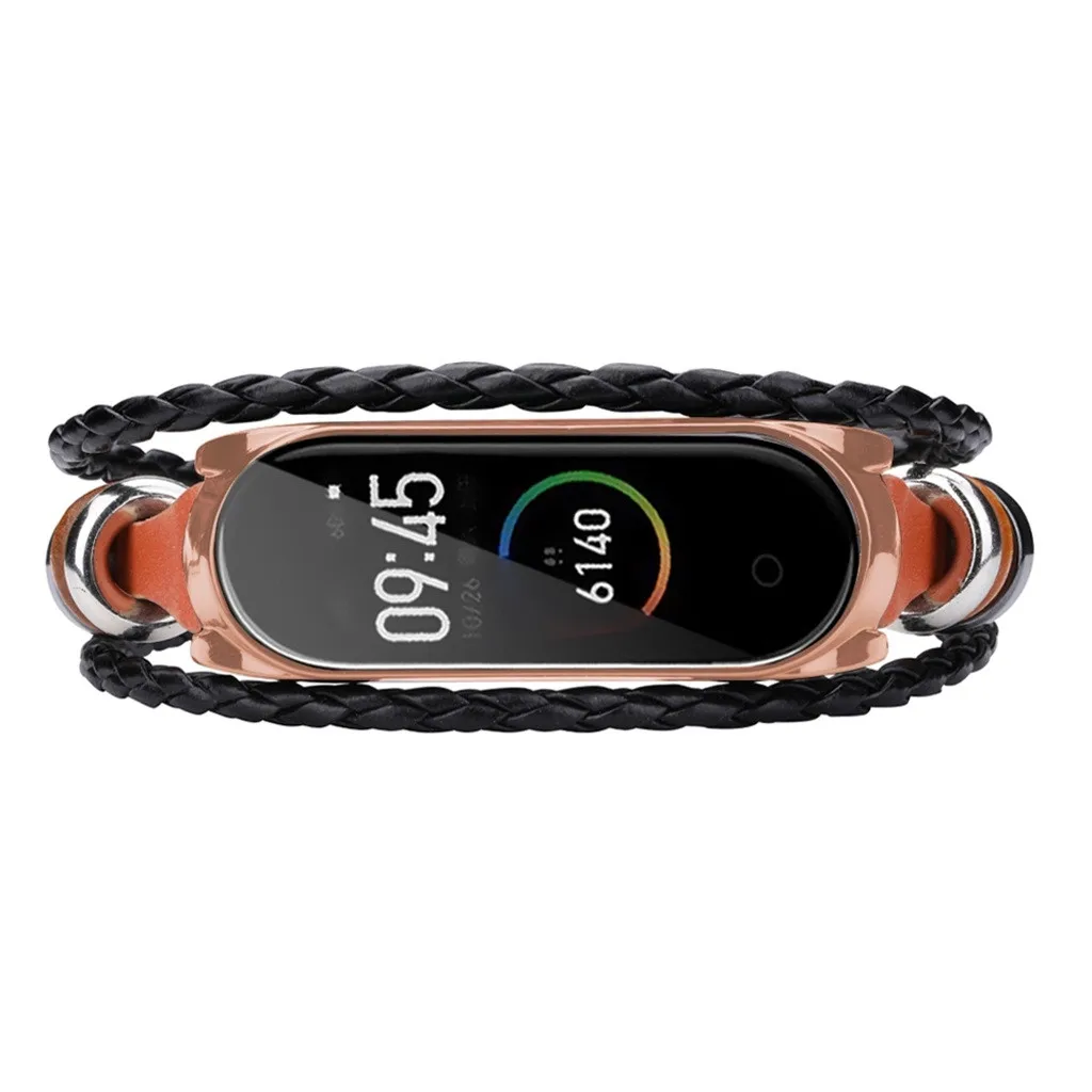 Водонепроницаемый кожаный плетеный браслет с бисером для Xiaomi Mi Band 4 оптовая
