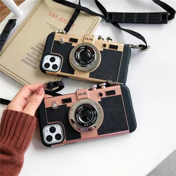 

Vintage camera with lanyard Mobile phone shell for iPhone 6 High-grade 6S78PlusXR UNBreak XS,classic for iPhone 11 Pro Max case