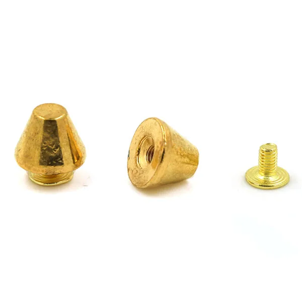 Gold 50 комплектов 8x11 мм в форме ковша с закручивающимися шипами и шпильками для одежды, обуви в стиле панк-рок, заклепки из металлического сплава для кожаных поделок своими руками - Цвет: Gold